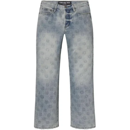 LostShdws Embossed Denim Pants Blue