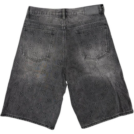 LostShdws Embossed Jean Shorts Black