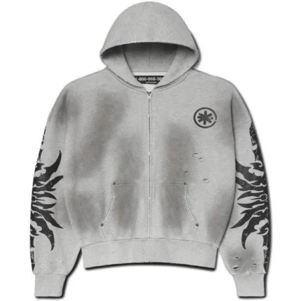 LostShdws Complex Con Exclusive Acid Wash Zip Up Hoodie Grey