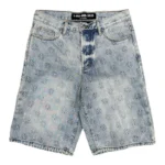 LostShdws Embossed Jean Shorts Blue