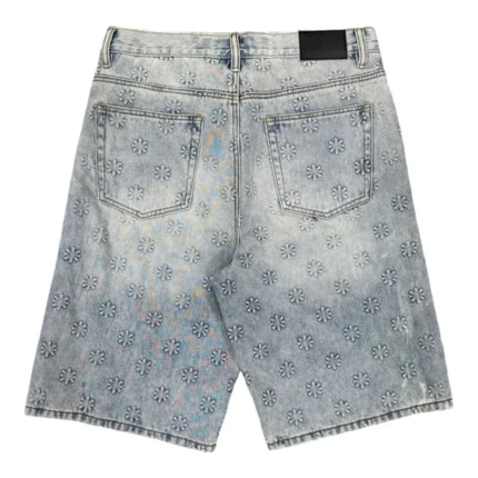 LostShdws Embossed Jean Shorts Blue